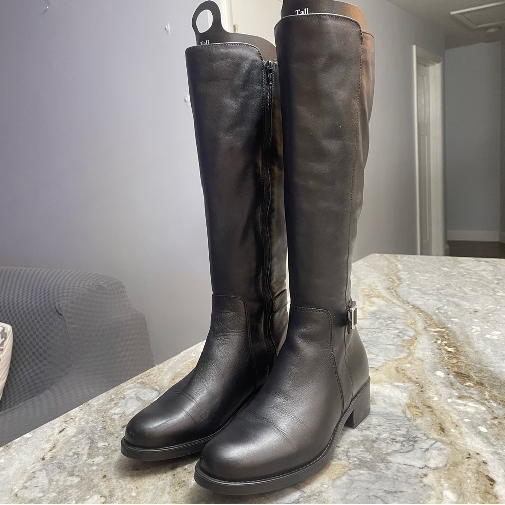 La Canadienne Women's Hogan Buckled Black Leather Riding Boots Size 7
